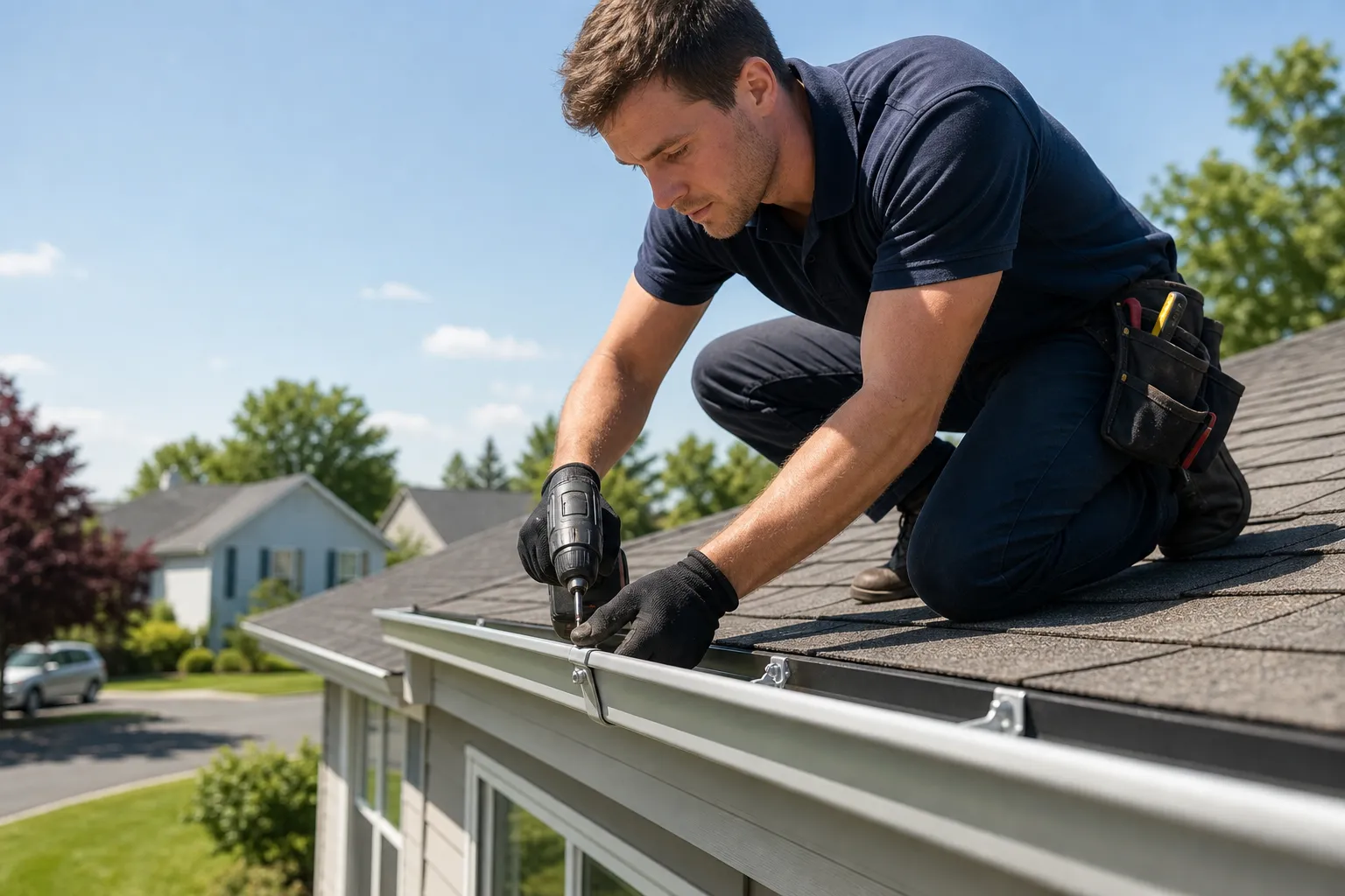 Sectional gutter installation