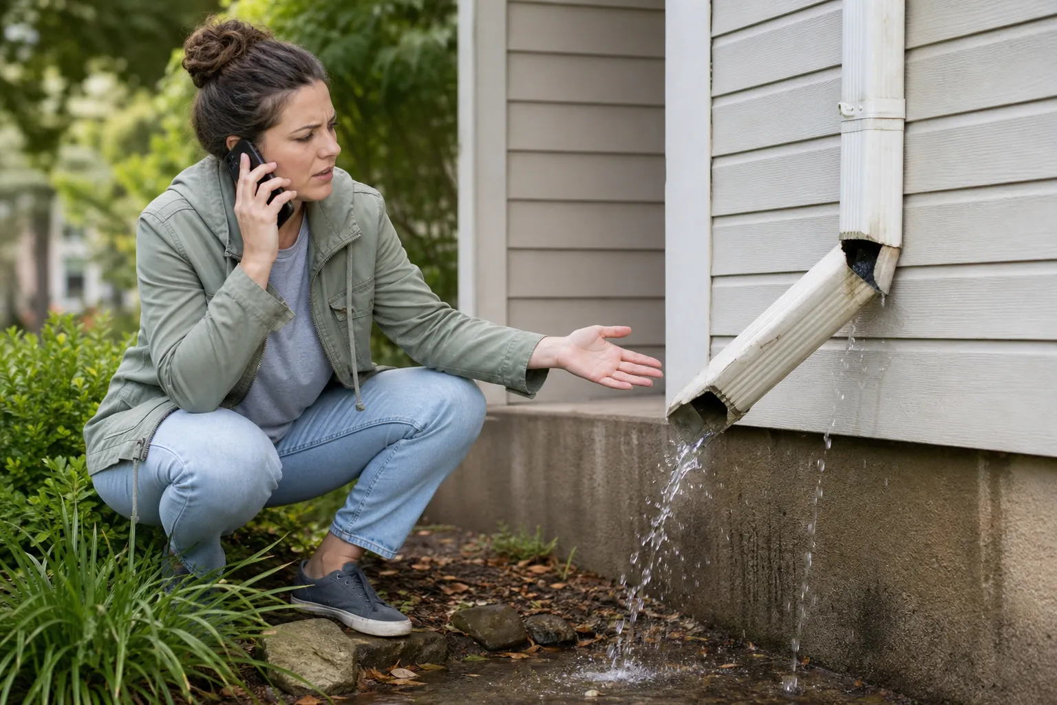 Disconnected downspout