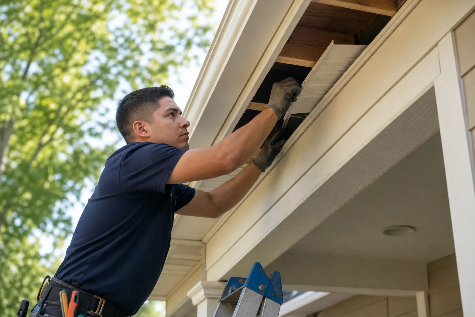 Soffit repair that stops small damage from spreading