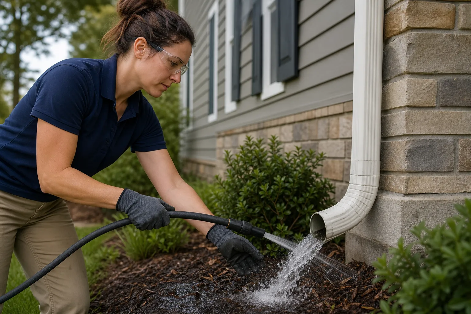 Downspout flushing