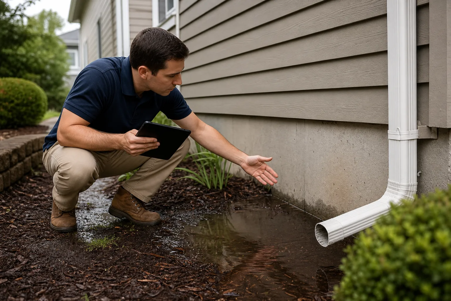 Water pooling near foundation