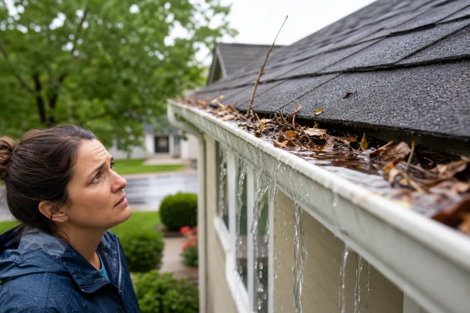 Overflowing gutters