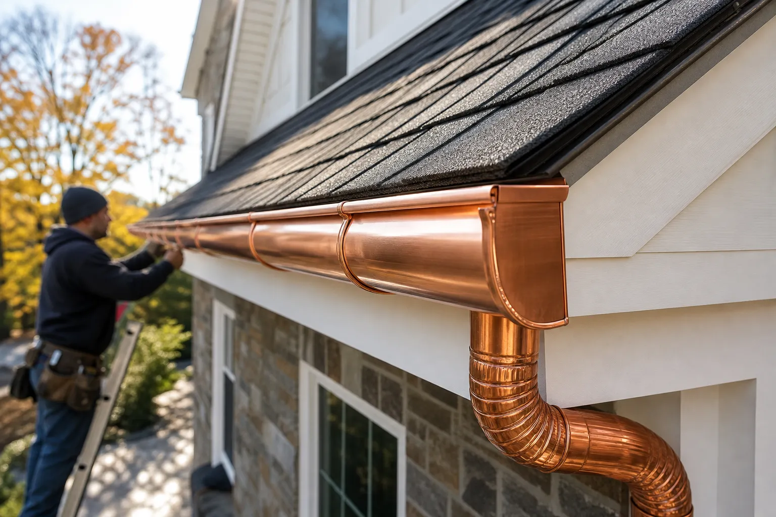 Copper gutters that solve drainage problems