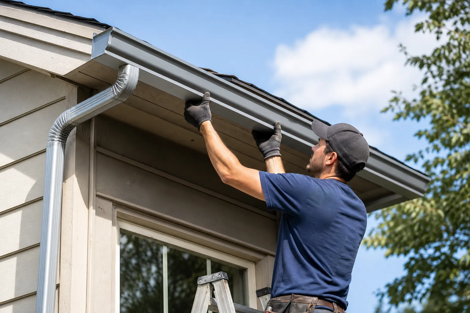 Aluminum gutter installation