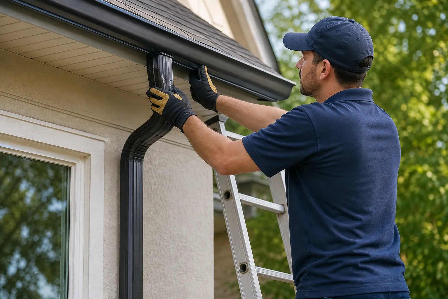 Replace failing gutters and downspouts
