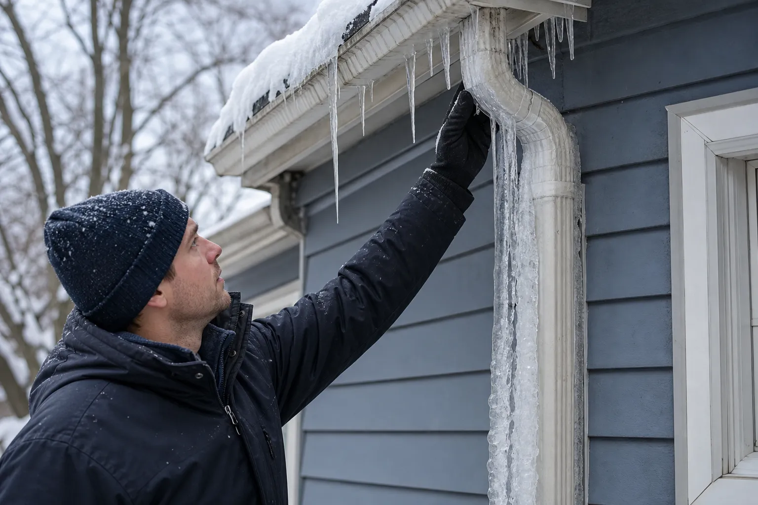 Frozen downspouts