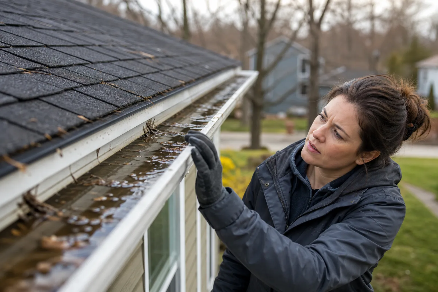Standing water in gutters